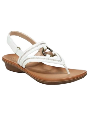 SOUL Naturalizer White and Tan Women's T-Strap Sandals Size 6